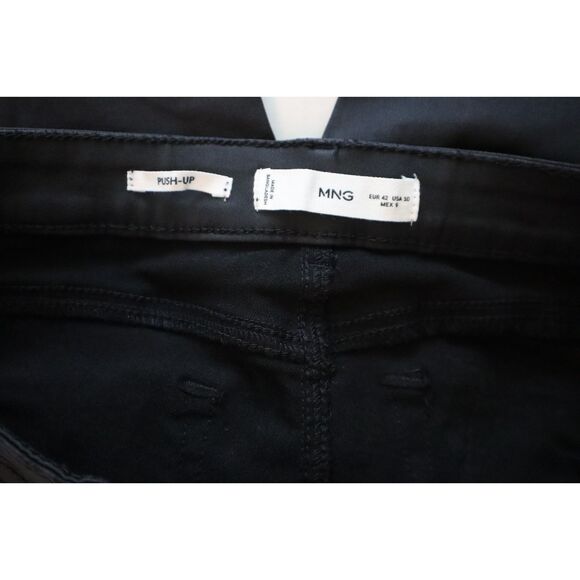 Mango Women’s Sz 10 Black Waxed Push-Up Low Waist Tight Fit Skinny Jeans - Picture 4 of 11